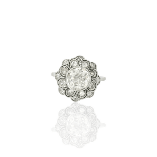 Bague 51.5 Bague Art déco en or blanc 18k et diamants 58 Facettes