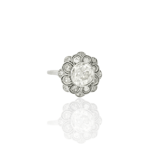 Bague 51.5 Bague Art déco en or blanc 18k et diamants 58 Facettes