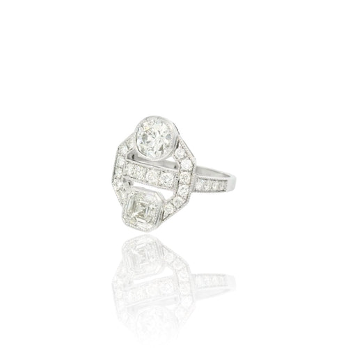 Bague 54.5 Bague Toi et moi en or blanc 18k et diamants 58 Facettes