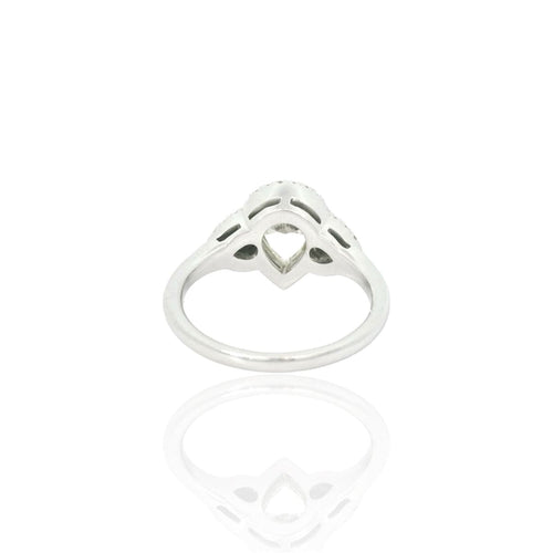 Bague 52.5 Bague poire halo en or blanc 18k et diamants 58 Facettes
