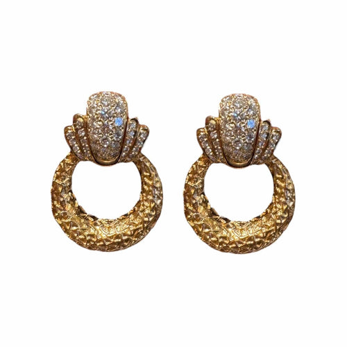 Boucles d'oreilles VAN CLEEF & ARPELS - Boucles d'Oreilles Or jaune, Diamants et anneaux interchangeables (Onyx, Lapis, Oeil de Tigre, Améthyste, Or Jaune) 58 Facettes