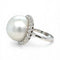 Bague 54 Bague rétro en or blanc 18k, perle des mers du Sud et diamants 58 Facettes