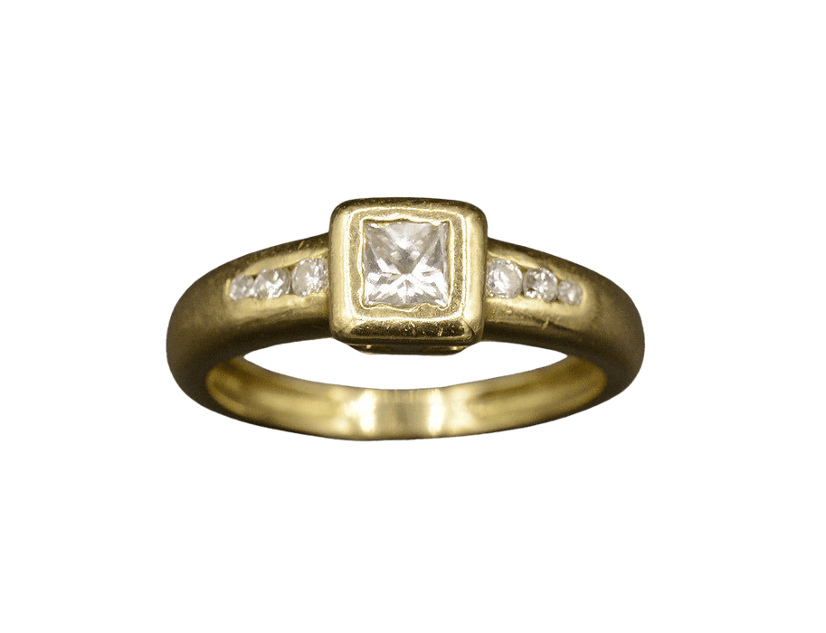 Bague 46 Solitaire Princesse or jaune 58 Facettes A9698