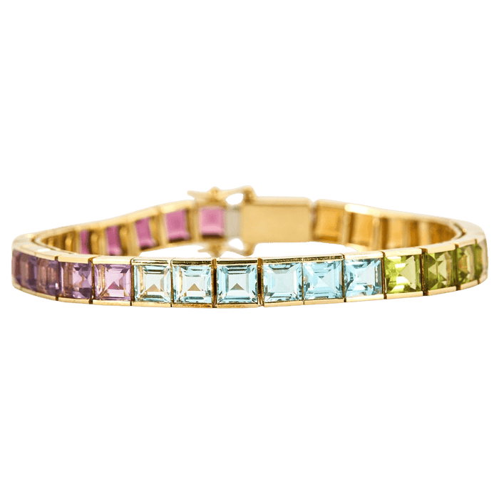 Bracelet STERN - Bracelet Rainbow rivière or jaune et pierres de couleur 58 Facettes DDV6539-1