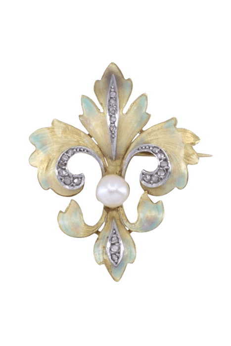 Broche BROCHE FLEUR DE LYS PERLE ET DIAMANTS 58 Facettes 095821