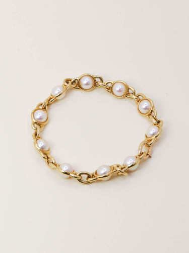 Bracelet Bracelet chaîne vintage en or jaune 18 carats et perles Akoya 58 Facettes 1204.5