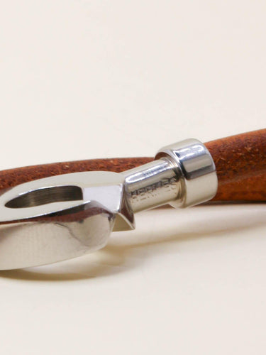 Hermès Lancelot - Collier ras-du-cou ou bracelet double tour en cuir marron 58 Facettes 1206.11