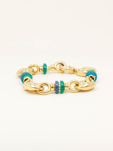 Bracelet Bracelet chaîne maille grain de café en or jaune 18 carats et agate 58 Facettes 1211.3