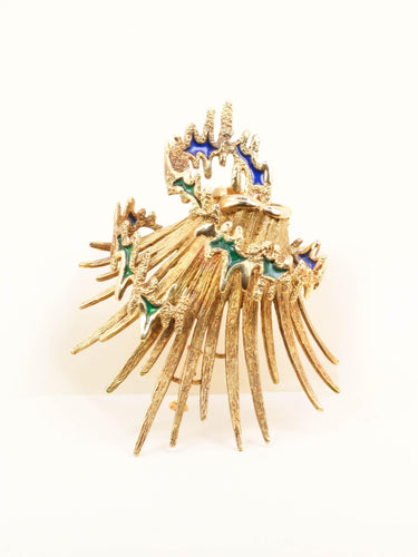 Broche Becker & Brasier - Broche volcan en or jaune 18 carats et émail 58 Facettes 1210.4