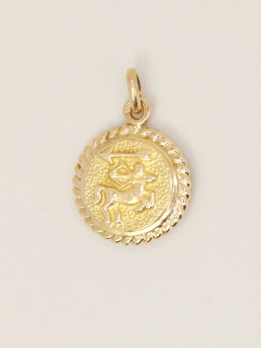 Pendentif Médaille zodiaque Sagittaire en or jaune 18 carats et rubis 58 Facettes 1194.1