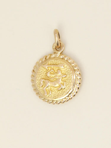 Pendentif Médaille zodiaque Sagittaire en or jaune 18 carats et rubis 58 Facettes 1194.1