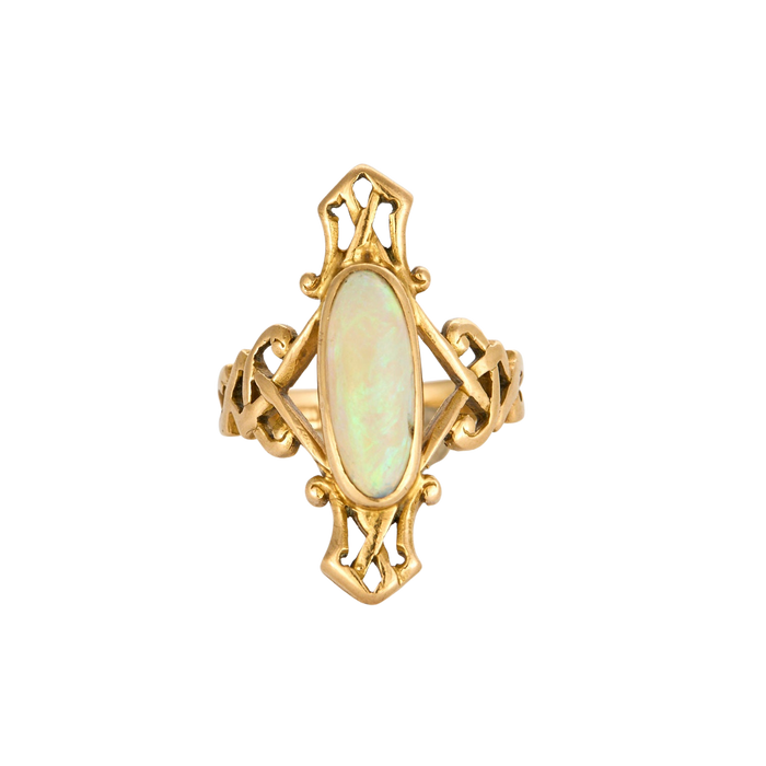 Bague marquise opale et or jaune