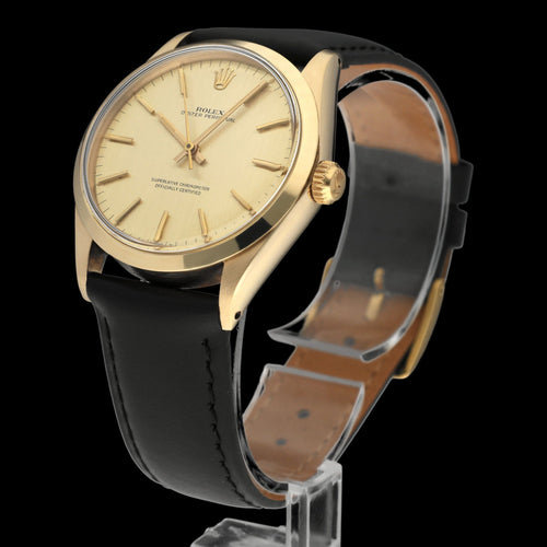 Montre Rolex Oyster Perpetual 34 réf. 1002 - Montre en or jaune, cadran brossé or 58 Facettes ROL/OOP/187