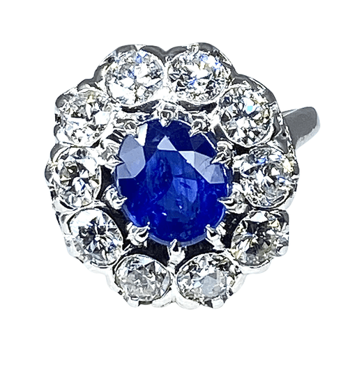 Bague 57 Bague marguerite en or blanc et platine en saphir et diamants 58 Facettes AB347