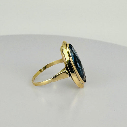 Bague Bague vintage en or jaune 14 carats et topaze bleue 58 Facettes 2512021