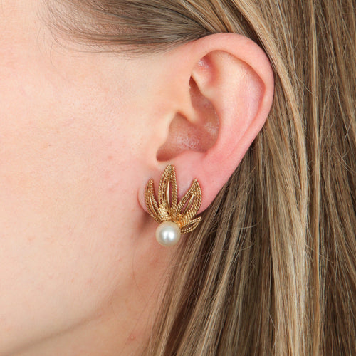 Boucles d'oreilles Or Jaune Boucles d’oreilles « Velvet » en or jaune 18k et perle blanche 58 Facettes BO/220049