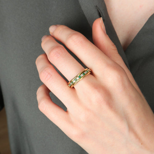 Bague 54.5 / Or Jaune Bague alliance «Phœbé» tour complet en or jaune 18k et diamants 58 Facettes BO/220067