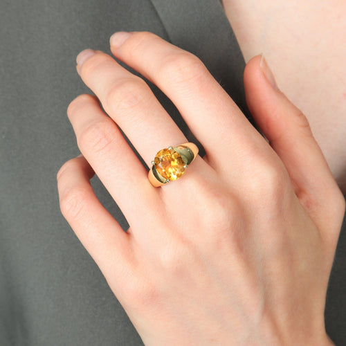 Bague 54 / Citrine / Or Jaune Bague "Moon" en or jaune 18 carats et citrine 58 Facettes BO/220040