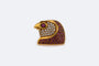 Broche Oro Giallo Broche tête d’aigle en or jaune 14 ct rubis et diamants 58 Facettes spl77