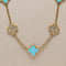 Collier Van Cleef & Arpels Alhambra - Sautoir 20 motifs en or jaune, turquoise et diamants 58 Facettes 2.19203