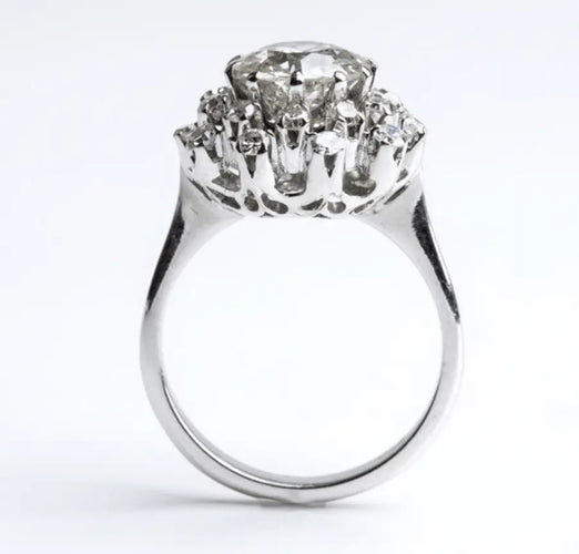 Bague Bague en or blanc 18 ct avec diamant 2 ct taille vieille Europe 58 Facettes 7617