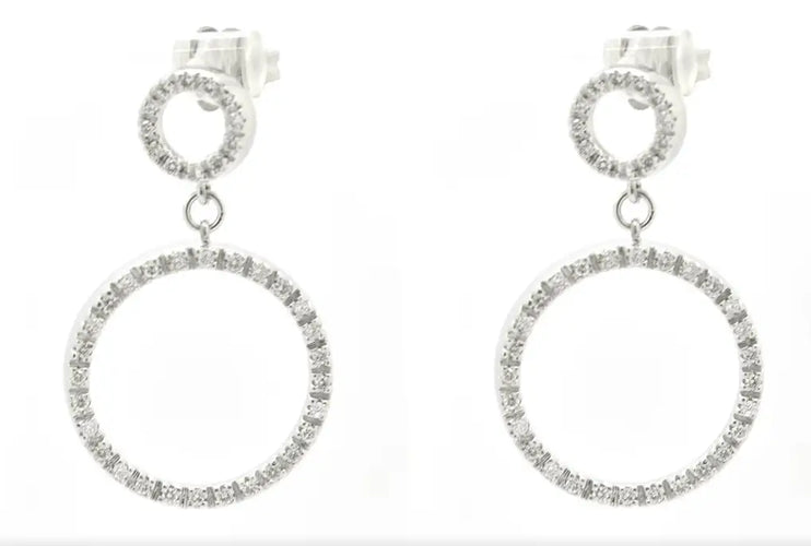 Boucles d'oreilles Boucles d’oreilles créoles en or blanc 18 kt et diamants 0,40 ct 58 Facettes 8478