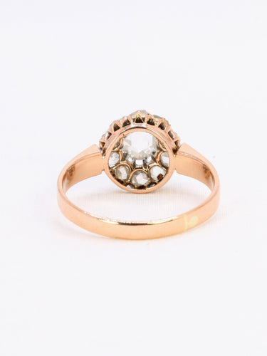 Bague 58 Bague marguerite en or rose 18k avec diamants taille rose 0,70 ct 58 Facettes 1090.4