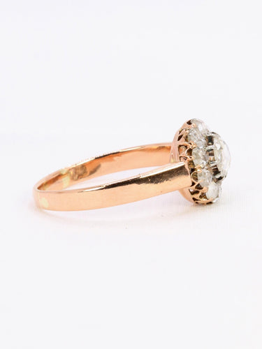 Bague 58 Bague marguerite en or rose 18k avec diamants taille rose 0,70 ct 58 Facettes 1090.4