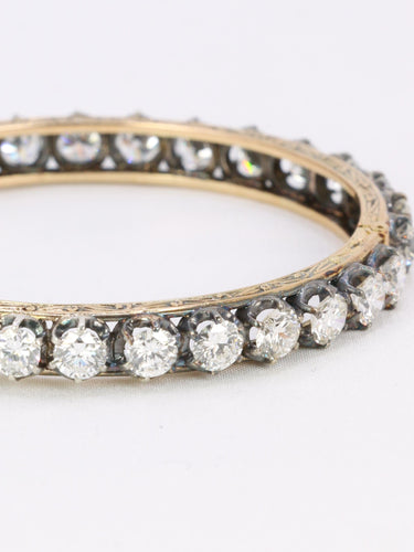 Bracelet Bracelet jonc vintage en or 14K et argent, diamants 12 ct 58 Facettes 1088