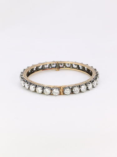 Bracelet Bracelet jonc vintage en or 14K et argent, diamants 12 ct 58 Facettes 1088