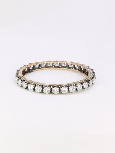 Bracelet Bracelet jonc vintage en or 14K et argent, diamants 12 ct 58 Facettes 1088