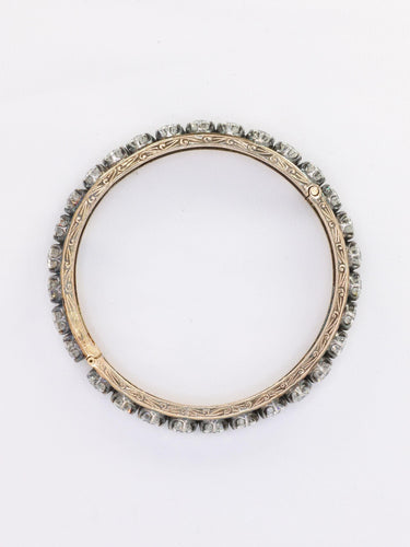 Bracelet Bracelet jonc vintage en or 14K et argent, diamants 12 ct 58 Facettes 1088