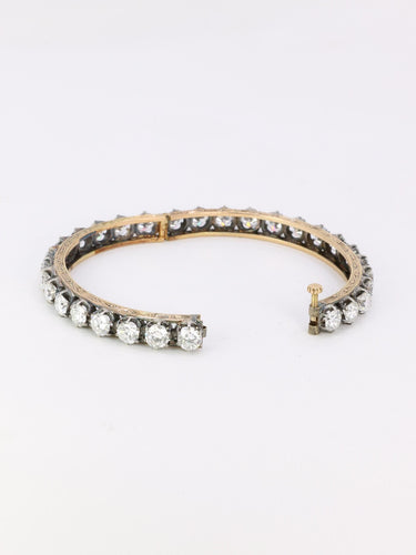 Bracelet Bracelet jonc vintage en or 14K et argent, diamants 12 ct 58 Facettes 1088