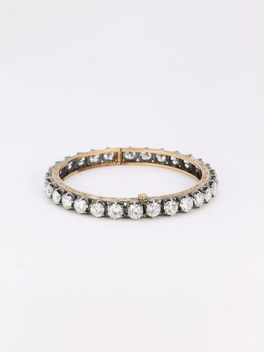 Bracelet Bracelet jonc vintage en or 14K et argent, diamants 12 ct 58 Facettes 1088