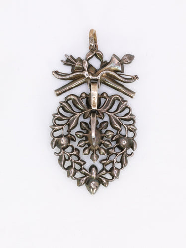 Pendentif Pendentif ancien cœur flamand en or, argent et diamants taille rose 58 Facettes 1113.6