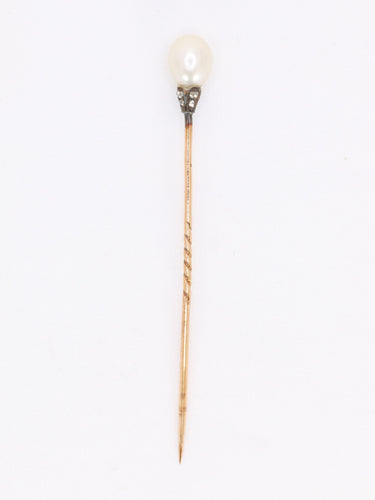 Broche Epingle or jaune perle fine diamants 58 Facettes 1115.5