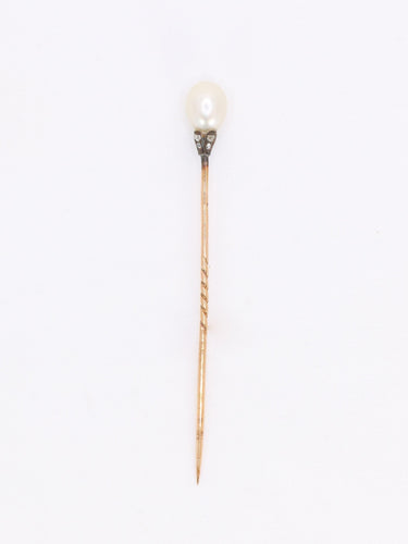 Broche Epingle or jaune perle fine diamants 58 Facettes 1115.5