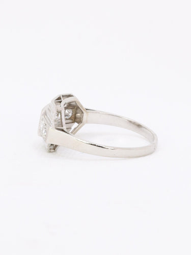 Bague 53 Bague Art déco à gradins en platine et diamants 58 Facettes 1125