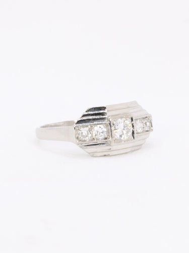 Bague 53 Bague Art déco à gradins en platine et diamants 58 Facettes 1125