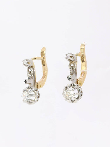 Boucles d'oreilles Dormeuses anciennes - Boucles d’oreilles en or jaune 18 carats et diamants 58 Facettes 1130.6