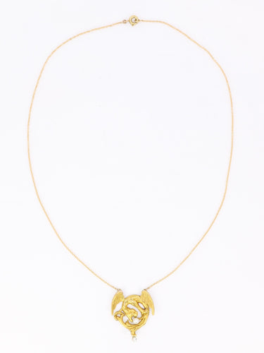 Collier Collier Art nouveau - Chimère en or jaune 18 carats et perles 58 Facettes 1108.3