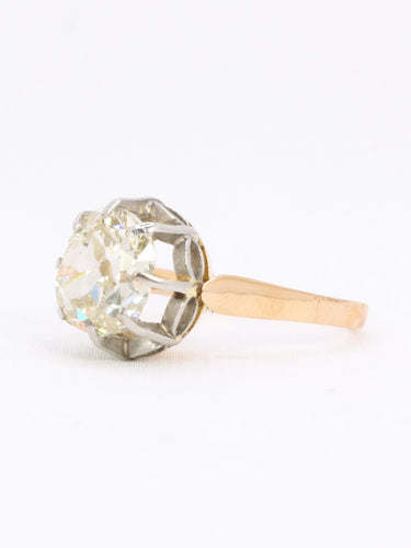 Bague 52 Bague solitaire diamant taille ancienne Old Mine Cut 3,07 carats 58 Facettes 1113.2