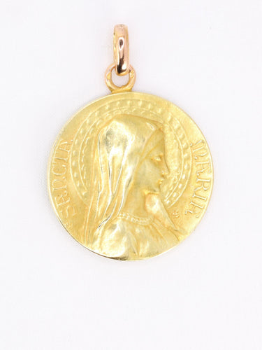 Pendentif Dropsy - Médaille Art nouveau Sancta Maria en or jaune 18 carats 58 Facettes 1153.6