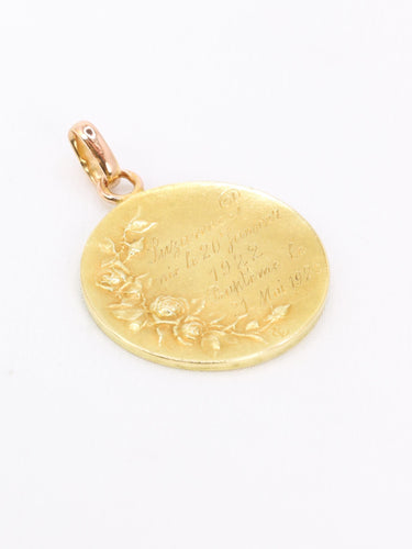 Pendentif Dropsy - Médaille Art nouveau Sancta Maria en or jaune 18 carats 58 Facettes 1153.6