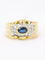 Bague 54.5 Bague à godrons en or jaune 18 carats, saphir ovale et diamants 58 Facettes 1160