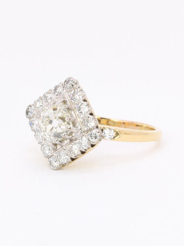 Bague 53 Bague losange en or jaune et platine, diamants taille ancienne 1,07 ct 58 Facettes 1163.9