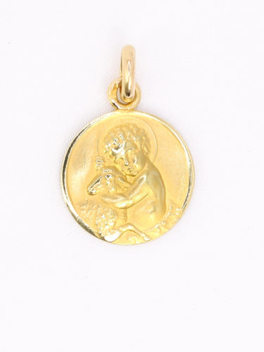 Pendentif BECKER - Médaille de baptême Enfant Jésus et agneau en or jaune 18k 58 Facettes 1174.3