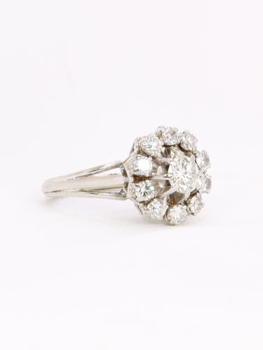 Bague 51.5 Bague marguerite en or blanc 18 carats et diamants 1,10 ct 58 Facettes 1CA0000065/1