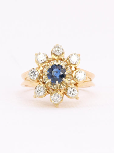 Bague 52 Bague marguerite en or jaune 18 carats saphir et diamants 58 Facettes 1CA0000002/1