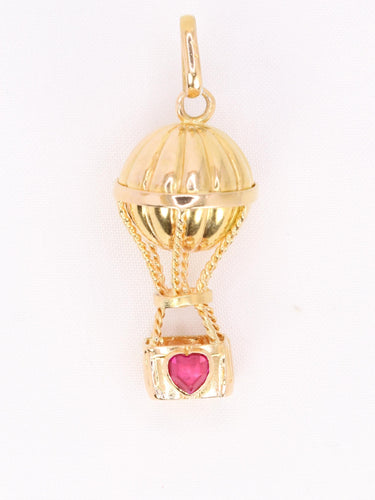 Pendentif Pendentif charm montgolfière en or jaune 18k et pierre rouge 58 Facettes 1CA0000005/3